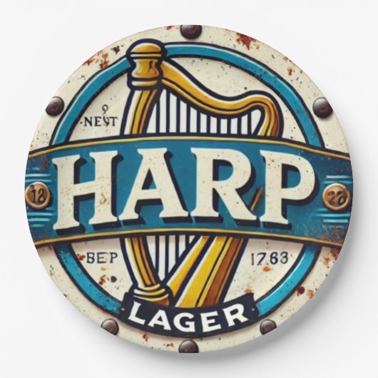 Classic Harp Lager Beer Logo Round Pappteller (Vorderseite)