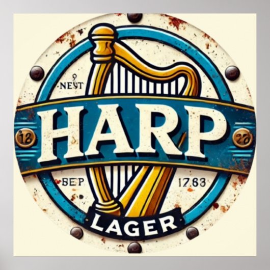 Classic Harp Lager Beer Logo Round Poster (Vorne)