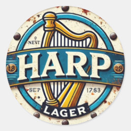 Classic Harp Lager Beer Logo Round Runder Aufkleber