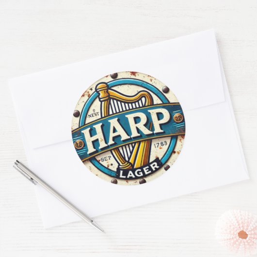 Classic Harp Lager Beer Logo Round Runder Aufkleber (Umschlag)