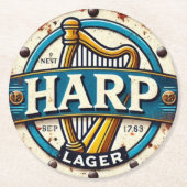 Classic Harp Lager Beer Logo Round Runder Pappuntersetzer (Vorderseite)