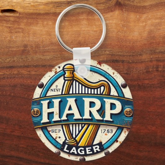 Classic Harp Lager Beer Logo Round Schlüsselanhänger (Rückseite)