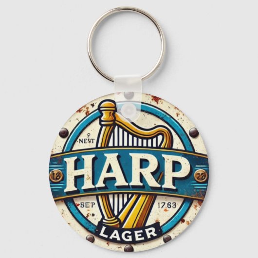 Classic Harp Lager Beer Logo Round Schlüsselanhänger (Rückseite)