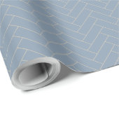 Classic Herringbone Dusty Blue Pattern Geschenkpapier (Rolleneckpunkt)