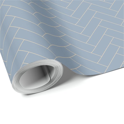 Classic Herringbone Dusty Blue Pattern Geschenkpapier (Rolleneckpunkt)