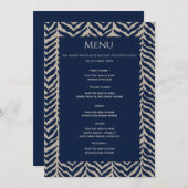 Classic Herringbone Navy - Wedding Reception Menu Menükarte (Vorne/Hinten)
