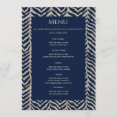 Classic Herringbone Navy - Wedding Reception Menu Menükarte (Vorderseite)