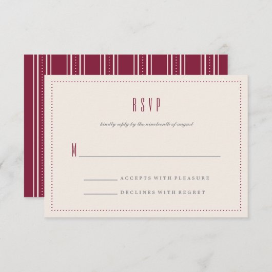 Classic Hexagon RSVP Card - Maroon (Vorne/Hinten)