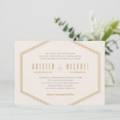 Classic Hexagon Wedding Invitation - Gold Einladung (Stehend Vorderseite)
