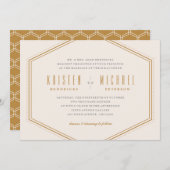 Classic Hexagon Wedding Invitation - Gold Einladung (Vorne/Hinten)