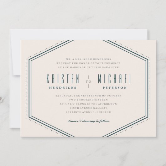 Classic Hexagon Wedding Invitation - Ocean Einladung (Vorderseite)
