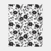 Classic High Contrast Black Floral Silhouette Fleecedecke (Vorderseite)
