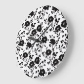 Classic High Contrast Black Floral Silhouette Große Wanduhr (Winkel)