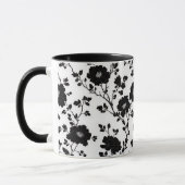 Classic High Contrast Black Floral Silhouette Tasse (Links)