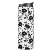 Classic High Contrast Black Floral Silhouette Thermosbecher (Nach links gedreht)