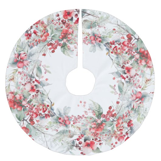 Classic Holiday Berries Polyester Weihnachtsbaumdecke (Vorderseite)