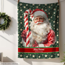 Classic Holiday Blanket Santa Claus Candy Cane