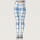 Classic Holiday Christmas Blue White Kariert Leggings (Vorderseite)