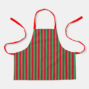 Classic Holiday Festive Green Red Stripes Schürze