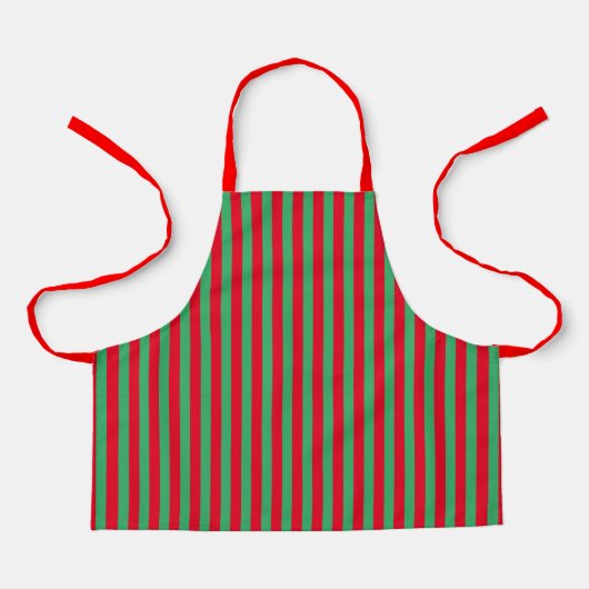 Classic Holiday Festive Green Red Stripes Schürze (Vorderseite)