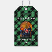 Classic Holiday Green Checkered Pattern Custom Geschenkanhänger (Vorderseite)