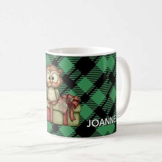 Classic Holiday Green Checkered Pattern Custom Kaffeetasse (VorderseiteRechts)