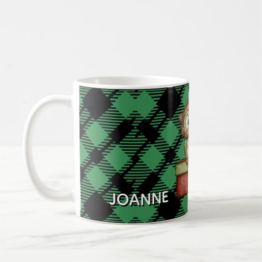 Classic Holiday Green Checkered Pattern Custom Kaffeetasse (Links)