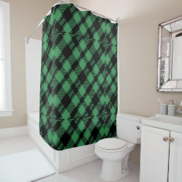 Classic Holiday Green Checkered Pattern Duschvorhang