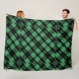 Classic Holiday Green Checkered Pattern Fleecedecke