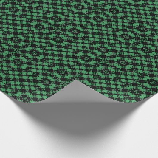 Classic Holiday Green Checkered Pattern  Geschenkpapier (Ecke)