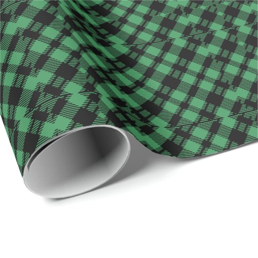 Classic Holiday Green Checkered Pattern  Geschenkpapier (Rolleneckpunkt)