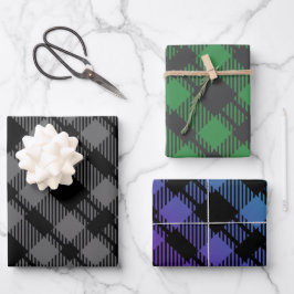 Classic Holiday Green Checkered Pattern Geschenkpapier Set