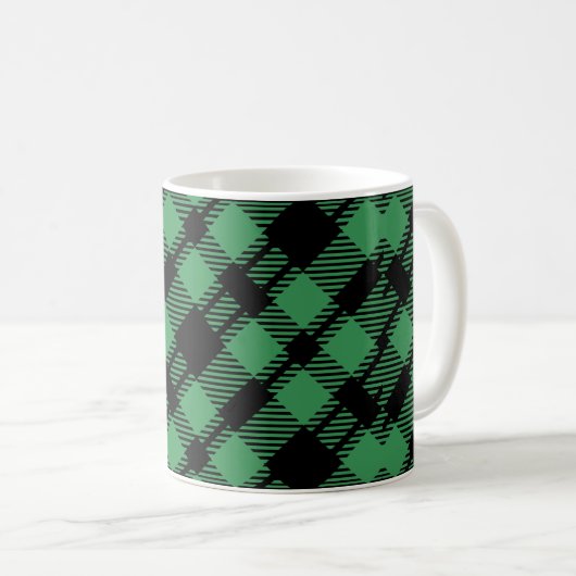 Classic Holiday Green Checkered Pattern  Kaffeetasse (VorderseiteRechts)