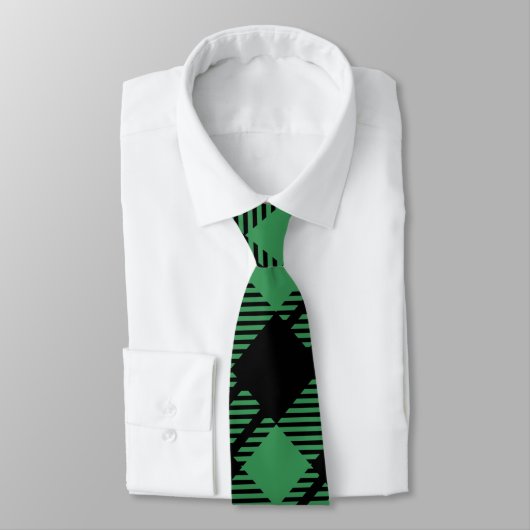 Classic Holiday Green Checkered Pattern  Krawatte (Gebunden)