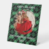Classic Holiday Green Checkered Pattern Photo Sockelschild (Vorderseite)