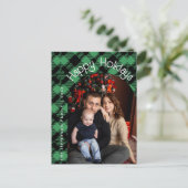 Classic Holiday Green Checkered Pattern  Postkarte (Stehend Vorderseite)