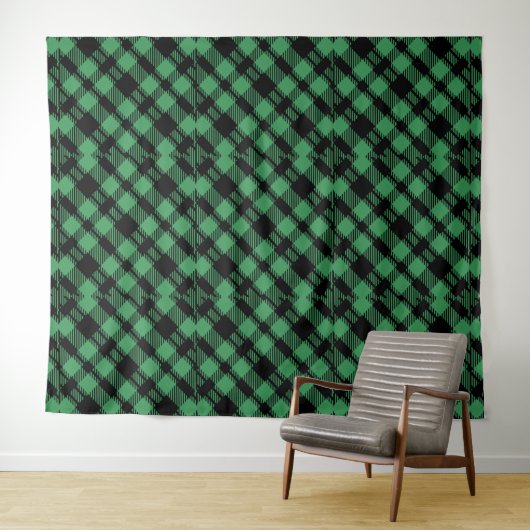 Classic Holiday Green Checkered Pattern  Wandteppich (Beispiel (Horizontal))