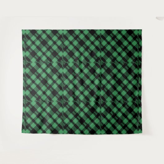 Classic Holiday Green Checkered Pattern  Wandteppich (Vorderseite (Horizontal))