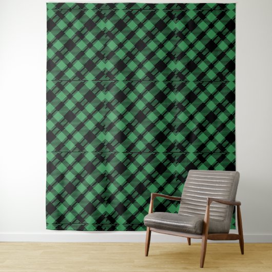 Classic Holiday Green Checkered Pattern  Wandteppich (Beispiel)