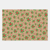 Classic Holiday Green Holly Red Berries Geschenkpapier Set (Vorderseite)