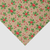 Classic Holiday Green Holly Red Berries Seidenpapier (Ausschnitt)