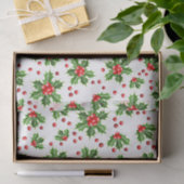 Classic Holiday Holly Tree Blätter Berries Pattern Seidenpapier (Geschenk)