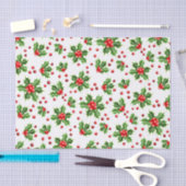 Classic Holiday Holly Tree Blätter Berries Pattern Seidenpapier (Handwerk)