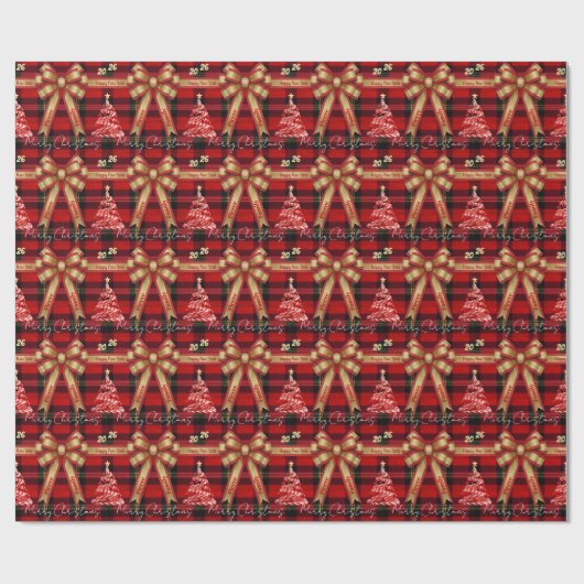 Classic Holiday Plaid -Family Name Geschenkpapier (Flach)