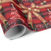 Classic Holiday Plaid -Family Name Geschenkpapier (Rolleneckpunkt)
