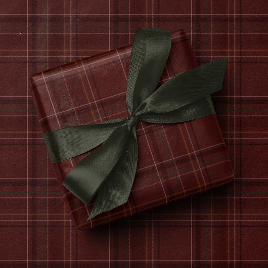 Classic holiday plaid stylish maroon Christmas Geschenkpapier
