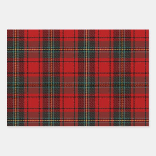 Classic Holiday Plaid Stylish Red Christmas Geschenkpapier Set (Vorderseite)