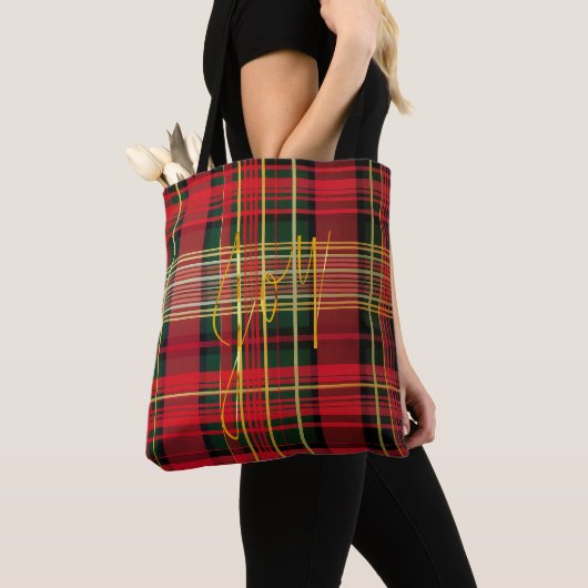 Classic Holiday Red and Green Kariert Tartan 'Joy' Tasche (Von Nahem)