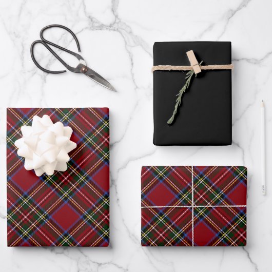 Classic Holiday Red Tartan Geschenkpapier Set (Vorderseite)