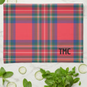 Classic Holiday Red Tartan Karierte INITIALS Festi Geschirrtuch (Gefaltet)